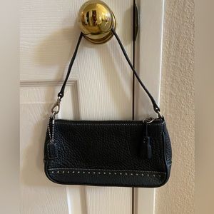Small Coach Shoulder Bag - Black Pebble Leather